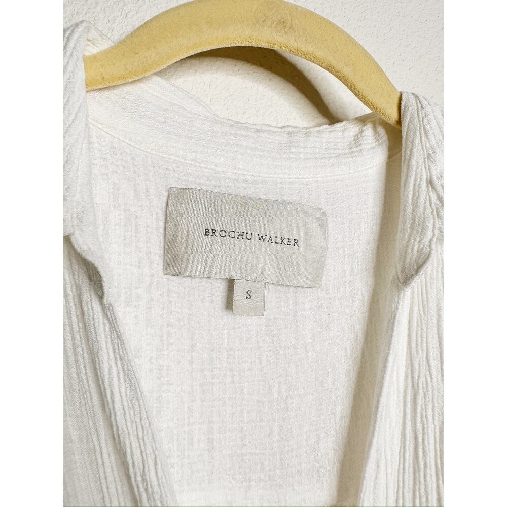 Brochu Walker Madsen White Front Twist V Neck Gauzy Maxi Length Dress Small - Picture 5 of 8